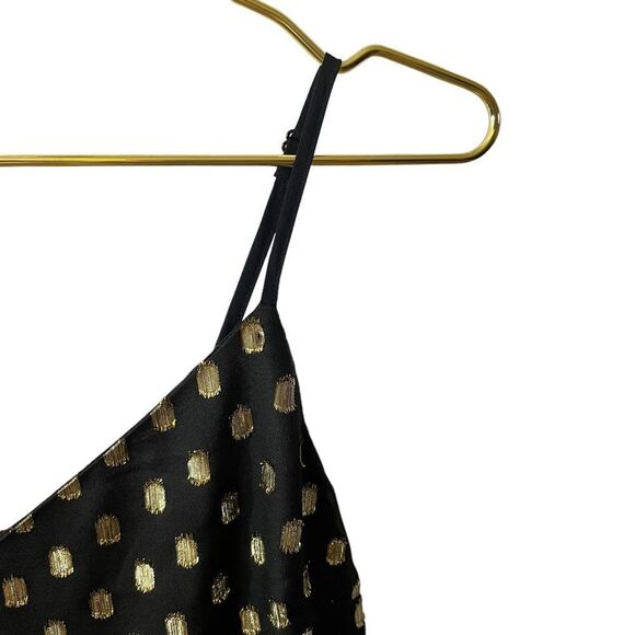Banana Republic Strappy Ruffle Metallic Dot Mini Dress in Black & Gold Size 6 - Picture 5 of 11